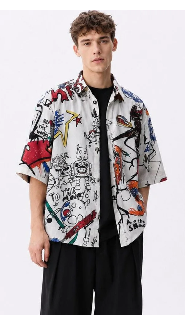 Suo Men Printed Casual Shirt
